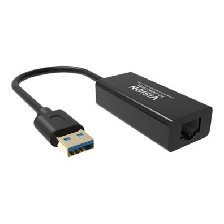 Vision TC-USBETH/BL - Síťový adaptér - USB 2.0 - Gigabit Ethernet x 1 - černá