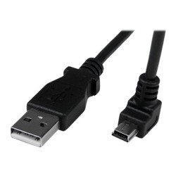 StarTech.com Down Angle Mini USB Cable - 2m - Black - USB A to Mini USB B - USB to Mini USB Cable - Mini USB Charger - USB A to