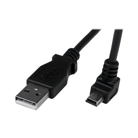 StarTech.com Down Angle Mini USB Cable - 2m - Black - USB A to Mini USB B - USB to Mini USB Cable - Mini USB Charger - USB A to