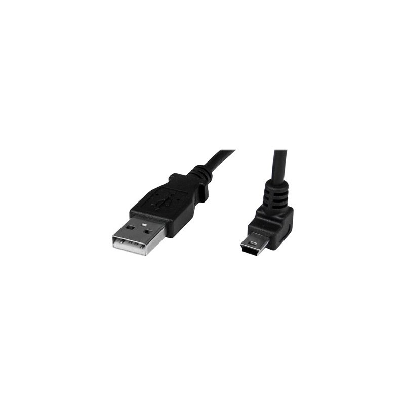 StarTech.com 1m Mini USB Cable Cord - A to Up Angle Mini B - Up Angled Mini USB Cable - 1x USB A (M), 1x USB Mini B (M) - Black