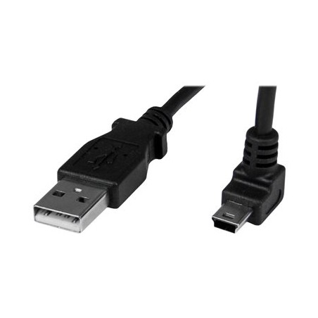 StarTech.com 1m Mini USB Cable Cord - A to Up Angle Mini B - Up Angled Mini USB Cable - 1x USB A (M), 1x USB Mini B (M) - Black