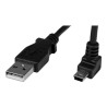StarTech.com 1m Mini USB Cable Cord - A to Up Angle Mini B - Up Angled Mini USB Cable - 1x USB A (M), 1x USB Mini B (M) - Black
