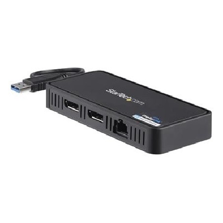 StarTech.com USB 3.0 Mini Dock, Dual Monitor USB-A Docking Station w/ DisplayPort 4K 60Hz Video & Gigabit Ethernet, 1ft (30cm)