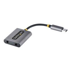 StarTech.com USB-C Headphone Splitter, USB Type C Dual Headset Adapter w/Microphone Input, USB C to 3.5mm Adapter/Earphone