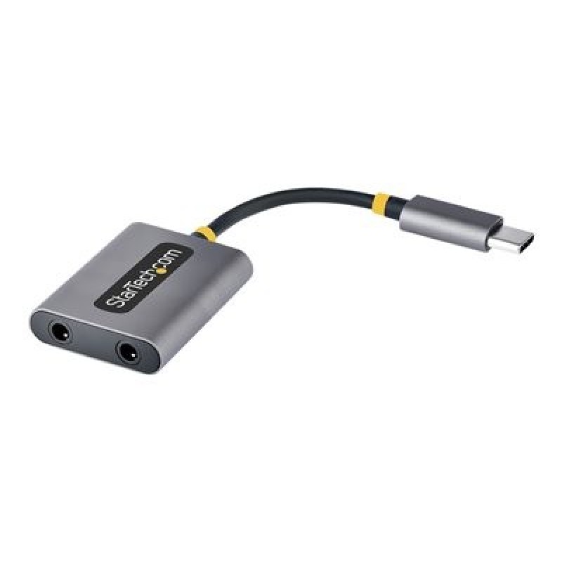 StarTech.com USB-C Headphone Splitter, USB Type C Dual Headset Adapter w/Microphone Input, USB C to 3.5mm Adapter/Earphone