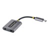 StarTech.com USB-C Headphone Splitter, USB Type C Dual Headset Adapter w/Microphone Input, USB C to 3.5mm Adapter/Earphone