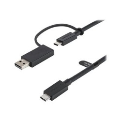 StarTech.com 3ft (1m) USB C Cable w/ USB-A Adapter Dongle, Hybrid 2-in-1 USB C Cable w/ USB-A | USB-C to USB-C (10Gbps/100W