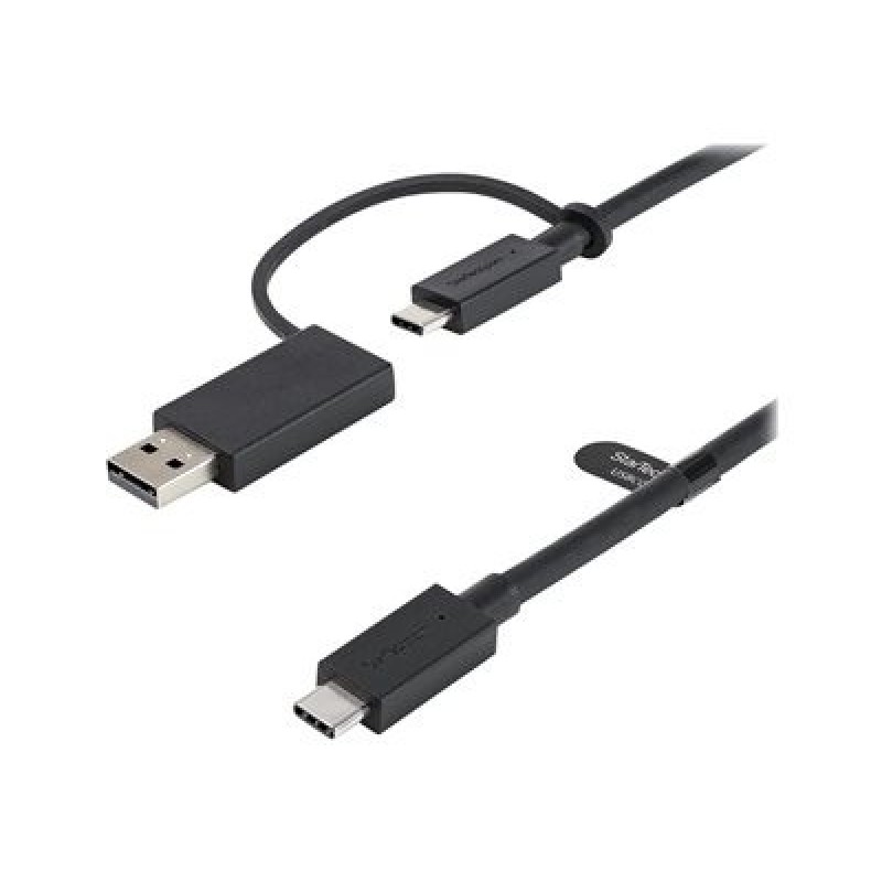 StarTech.com 3ft (1m) USB C Cable w/ USB-A Adapter Dongle, Hybrid 2-in-1 USB C Cable w/ USB-A | USB-C to USB-C (10Gbps/100W