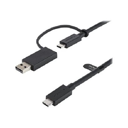 StarTech.com 3ft (1m) USB C Cable w/ USB-A Adapter Dongle, Hybrid 2-in-1 USB C Cable w/ USB-A | USB-C to USB-C (10Gbps/100W