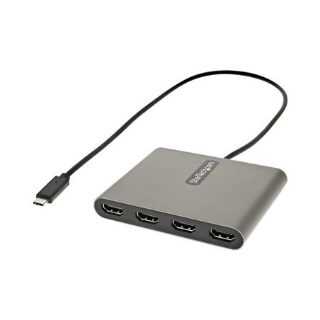 StarTech.com USB C to 4 HDMI Adapter, External Video & Graphics Card, USB Type-C to Quad HDMI Monitor Display Adapter Dongle