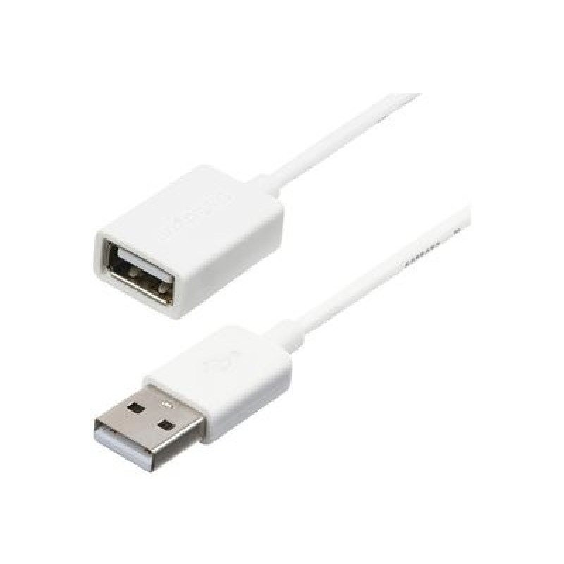 StarTech.com 1m White USB 2.0 Extension Cable Cord - A to A - USB Male to Female Cable - 1x USB A (M), 1x USB A (F) - White, 1