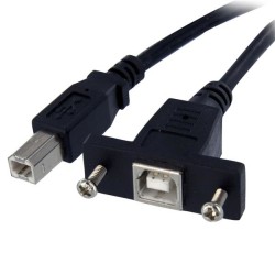 StarTech.com 3 ft Panel Mount USB Cable B to B - F/M - Panel Mount USB Extension USB-B Female to USB-B Male Adapter Cable