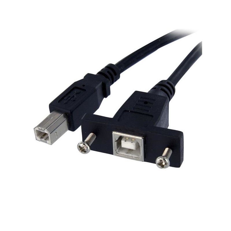 StarTech.com 3 ft Panel Mount USB Cable B to B - F/M - Panel Mount USB Extension USB-B Female to USB-B Male Adapter Cable