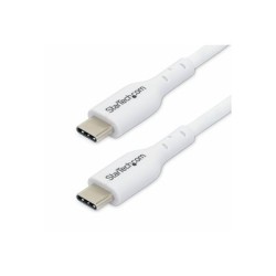 StarTech.com 2m (6.6ft) White USB-C Charging Cable, USB C Cable, USB 2.0 Type-C Laptop Charger Cord, 60W 3A Power Delivery, TPE