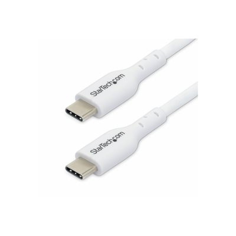 StarTech.com 2m (6.6ft) White USB-C Charging Cable, USB C Cable, USB 2.0 Type-C Laptop Charger Cord, 60W 3A Power Delivery, TPE