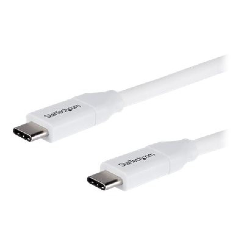 StarTech.com USB C to USB C Cable - 6 ft / 2m - 5A PD - M/M - White - USB 2.0 - USB-IF Certified - USB Type C Cable - USB C