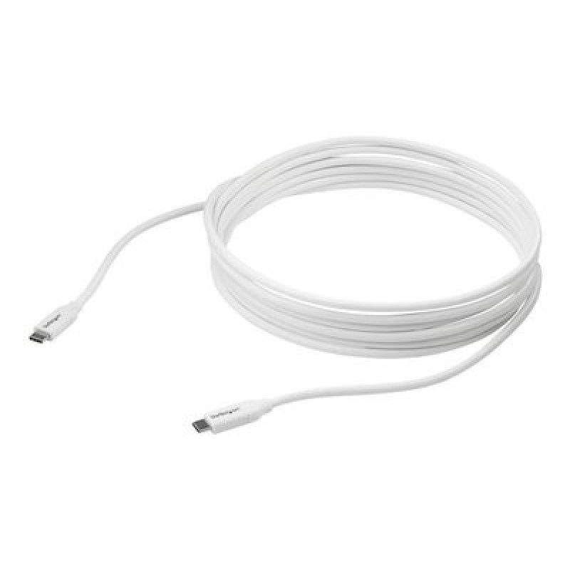 StarTech.com USB C to USB C Cable - 13 ft / 4m - 5A PD - M/M - White - USB 2.0 - USB-IF Certified - USB Type C Cable - USB C