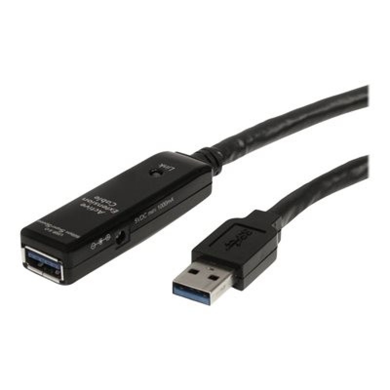 StarTech.com 32.8 ft Active USB 3.0 Extension Cable with AC Power Adapter - Shielded - Male to Female USB USB 3.1 Gen 1 Type A