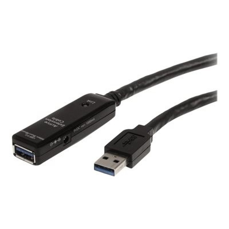 StarTech.com 16.4ft Active USB 3.0 Extension Cable with AC Power Adapter - Shielded - Male to Female USB USB 3.1 Gen 1 Type A
