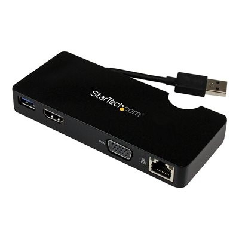 StarTech.com USB 3.0 to HDMI or VGA Adapter Dock - USB 3.0 Mini Docking Station w/ USB, GbE Ports - Portable Universal Laptop