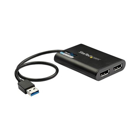 StarTech.com USB 3.0 to Dual DisplayPort Adapter 4K 60Hz, DisplayLink Certified, Video Converter with External Graphics Card