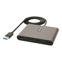 StarTech.com USB 3.0 to 4 HDMI Adapter, External Video & Graphics Card, USB Type-A to Quad HDMI Monitor Display Adapter Dongle