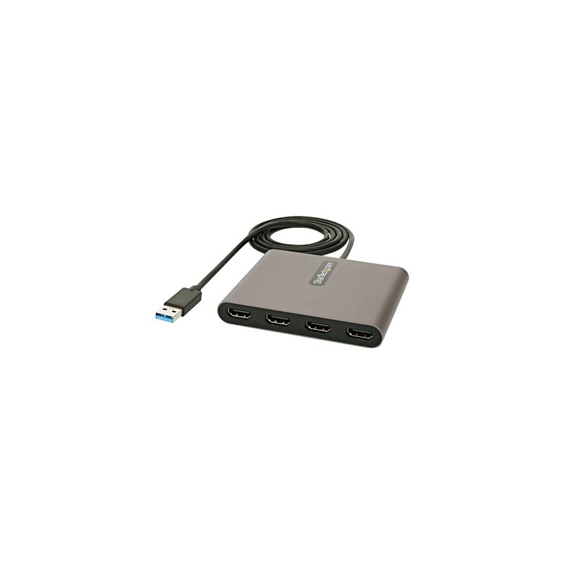 StarTech.com USB 3.0 to 4 HDMI Adapter, External Video & Graphics Card, USB Type-A to Quad HDMI Monitor Display Adapter Dongle