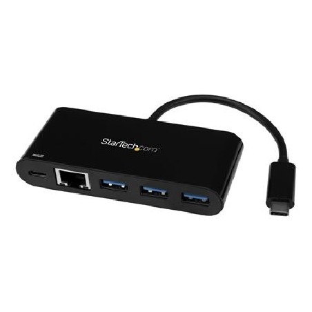 StarTech.com USB C to Ethernet Adapter - 3 Port - with Power Delivery (USB PD) - Power Pass Through Charging - USB C Adapter