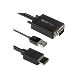 StarTech.com 2m VGA to HDMI Converter Cable with USB Audio Support & Power, Analog to Digital Video Adapter Cable to connect a