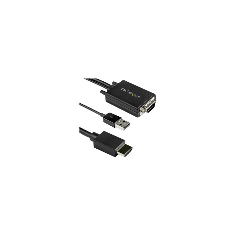 StarTech.com 2m VGA to HDMI Converter Cable with USB Audio Support & Power, Analog to Digital Video Adapter Cable to connect a