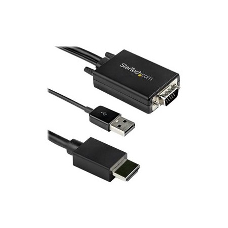 StarTech.com 2m VGA to HDMI Converter Cable with USB Audio Support & Power, Analog to Digital Video Adapter Cable to connect a