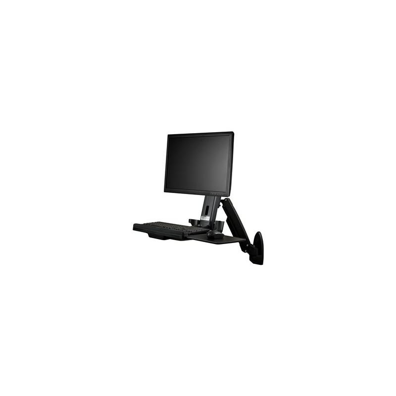 StarTech.com Wall Mount Workstation, Articulating Full Motion Standing Desk with Ergonomic Height Adjustable Monitor & Keyboard