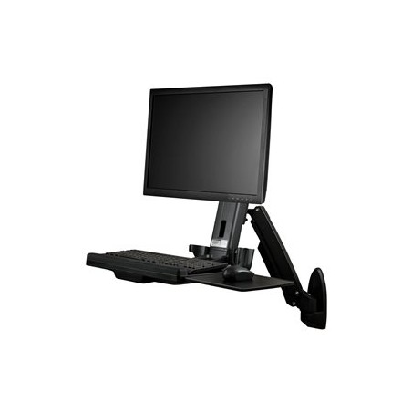 StarTech.com Wall Mount Workstation, Articulating Full Motion Standing Desk with Ergonomic Height Adjustable Monitor & Keyboard