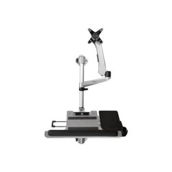StarTech.com Wall Mount Workstation, Articulating Standing Desk w/ Ergonomic Height Adjustable Monitor Arm & Padded Keyboard
