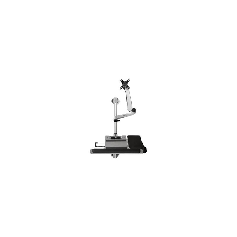StarTech.com Wall Mount Workstation, Articulating Standing Desk w/ Ergonomic Height Adjustable Monitor Arm & Padded Keyboard