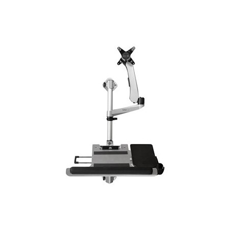 StarTech.com Wall Mount Workstation, Articulating Standing Desk w/ Ergonomic Height Adjustable Monitor Arm & Padded Keyboard