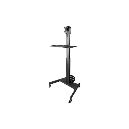 StarTech.com Mobile Workstation Cart with Monitor Mount, CPU/PC Holder, Keyboard Tray, Ergonomic Height Adjustable Desktop