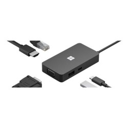 Microsoft USB-C Travel Hub - Dokovací stanice - USB-C - VGA, HDMI - 1GbE - komerční 1E400004