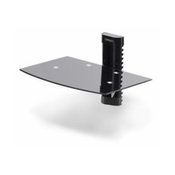 StarTech.com Floating Wall-Mounted AV Shelf, Adjustable Height Shelf For Under TV, Organize A/V Equipment On Black Tempered