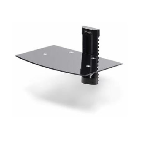 StarTech.com Floating Wall-Mounted AV Shelf, Adjustable Height Shelf For Under TV, Organize A/V Equipment On Black Tempered