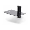 StarTech.com Floating Wall-Mounted AV Shelf, Adjustable Height Shelf For Under TV, Organize A/V Equipment On Black Tempered