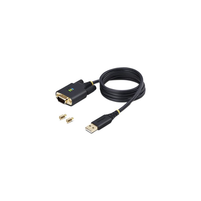 StarTech.com 3ft (1m) USB to Serial Adapter Cable, Interchangeable DB9 Screws/Nuts, COM Retention, USB-A to DB9 RS232, FTDI IC