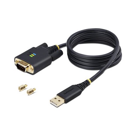 StarTech.com 3ft (1m) USB to Serial Adapter Cable, Interchangeable DB9 Screws/Nuts, COM Retention, USB-A to DB9 RS232, FTDI IC