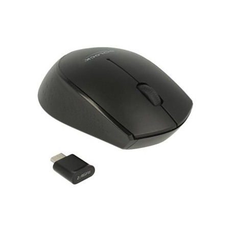 Delock mini - Myš - pravák a levák - optický - 3 tlačítka - bezdrátový - 2.4 GHz - bezdrátový přijímač USB - černá - maloobchod