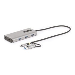 StarTech.com USB-C Multiport Adapter w/Attached USB-C to USB-A Dongle, Dual HDMI (4K30Hz/1080p60Hz), 3x USB-A, Mini Laptop