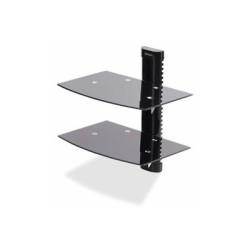 StarTech.com Dual Floating Wall-Mounted AV Shelves, Adjustable Height Shelf For Under TV, Organize A/V Equipment On Black