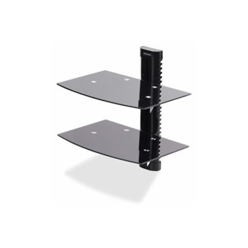 StarTech.com Dual Floating Wall-Mounted AV Shelves, Adjustable Height Shelf For Under TV, Organize A/V Equipment On Black