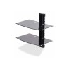 StarTech.com Dual Floating Wall-Mounted AV Shelves, Adjustable Height Shelf For Under TV, Organize A/V Equipment On Black