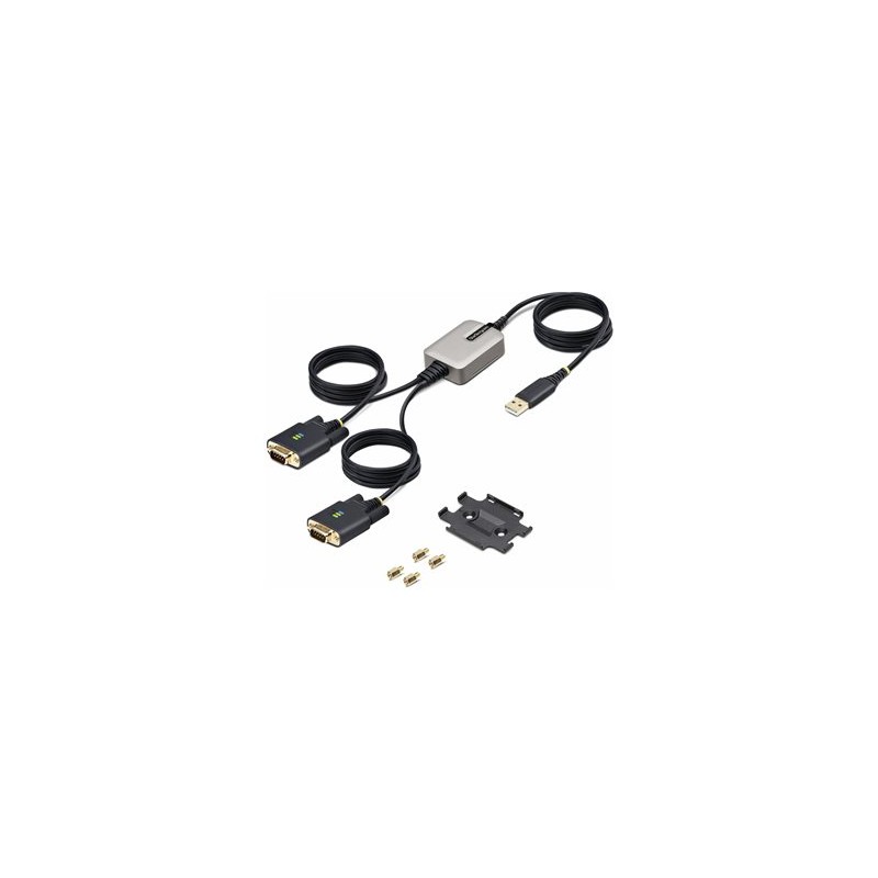 StarTech.com 13ft (4m) 2-Port USB to Serial Adapter Cable, Interchangeable DB9 Screws/Nuts, COM Retention, USB-A to DB9 RS232