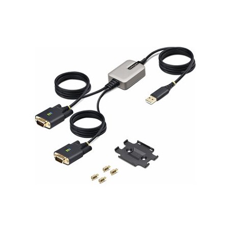 StarTech.com 13ft (4m) 2-Port USB to Serial Adapter Cable, Interchangeable DB9 Screws/Nuts, COM Retention, USB-A to DB9 RS232